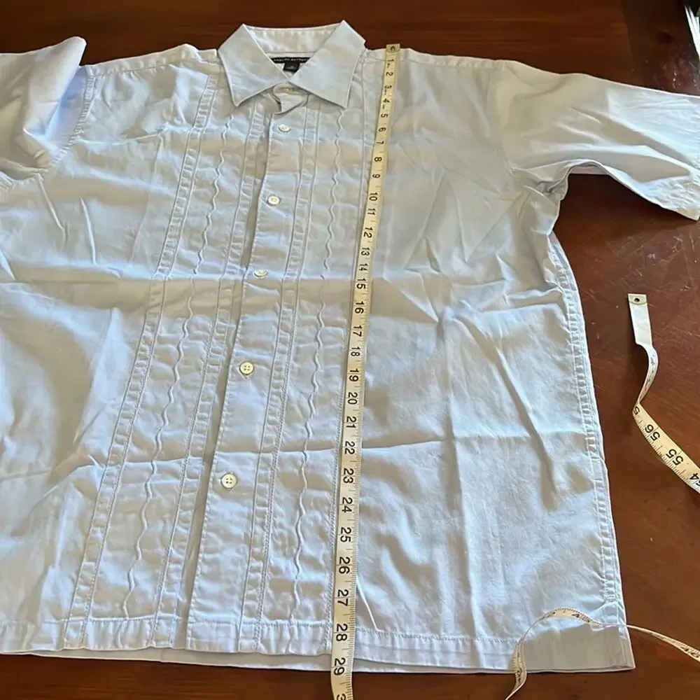 Banana Republic Mens M Light Blue Button Front Shirt Casual Embroidered